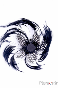 Bijou Tourbillon coq filant pintade - Ø 18 cm - noir
